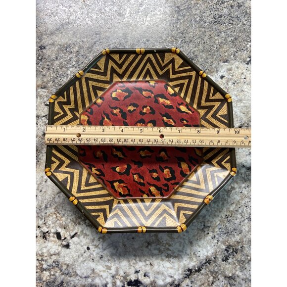 Decorative Leopard Print Plates Octagon Jungle Safari Wall Art Retro Set of 2 - Picture 5 of 5